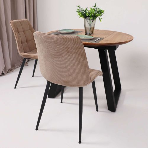 картинка Столешница РАУНД раздвижной, d110(150) дуб мореный / рама черная