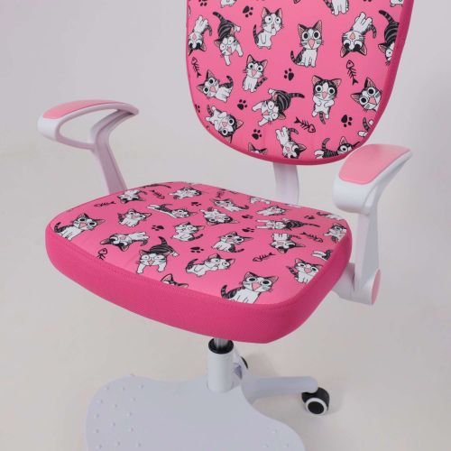 картинка Кресло поворотное Catty, фуксия с котятами, ткань