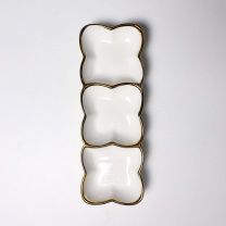 Менажница MOONSHINE, 3 ячейки, керамика, белый+золото фотография