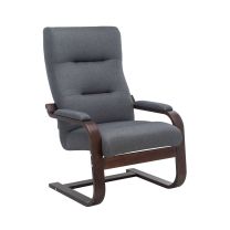 Кресло-качалка Leset Оскар, серый, ткань, цвет каркаса орех фотография