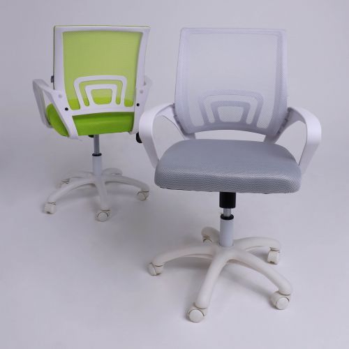картинка Кресло рабочее, поворотное RICCI NEW, white, ткань/сетка, светло-серый