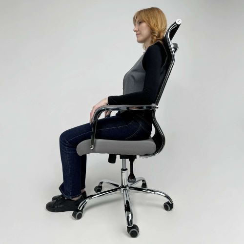 картинка Кресло поворотное Grid, серый, армированная сетка