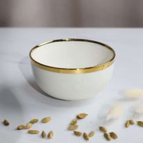 Тарелка глубокая MOONSHINE, керамика, белый+золото, 13*6,8см фотография
