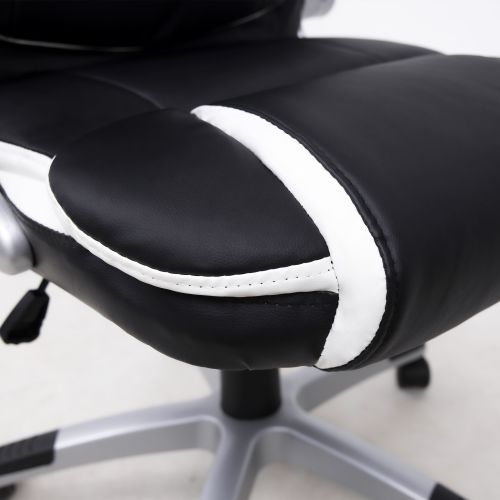 картинка Кресло поворотное Antony, черный с белыми вставками, экокожа
