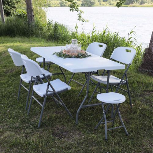 картинка Стул садовый складной, белый, пластик