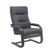 Кресло-качалка Leset Оскар, серый, ткань, цвет каркаса венге фотография