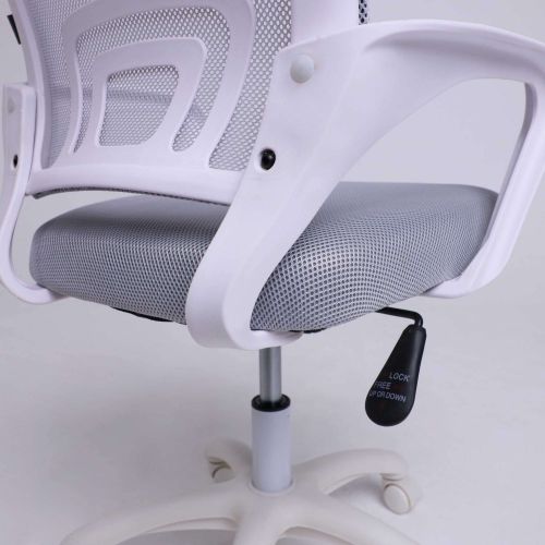 картинка Кресло рабочее, поворотное RICCI NEW, white, ткань/сетка, светло-серый