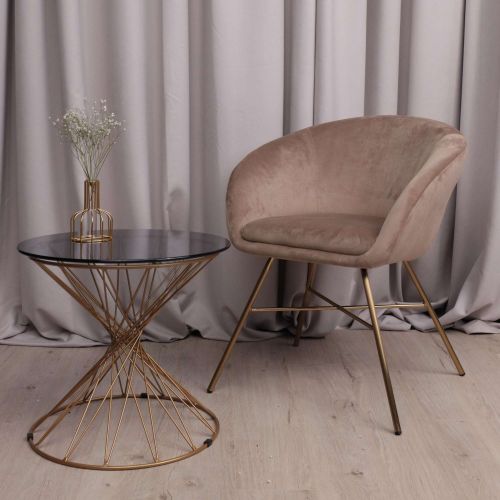 картинка Кресло Amur, светло-коричневый, велюр, цвет каркаса золото