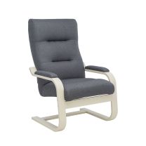 Кресло-качалка Leset Оскар, серый, ткань, цвет каркаса слоновая кость фотография