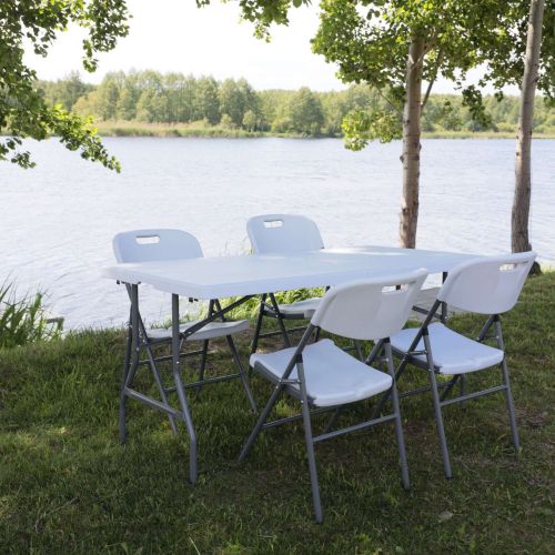 картинка Стол садовый складной, белый, hdpe-пластик, длина 152 см