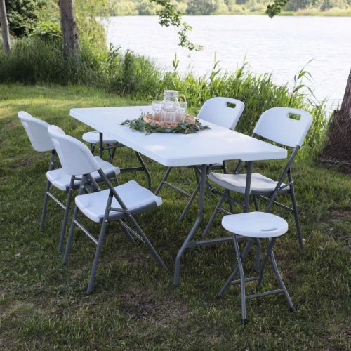 картинка Стул садовый складной, белый, пластик