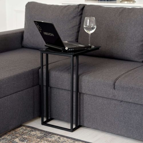 картинка Стол журнальный Престиж, черный, стекло триплекс, цвет опоры чёрный