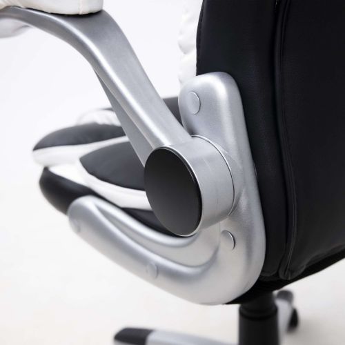 картинка Кресло поворотное Antony, черный с белыми вставками, экокожа