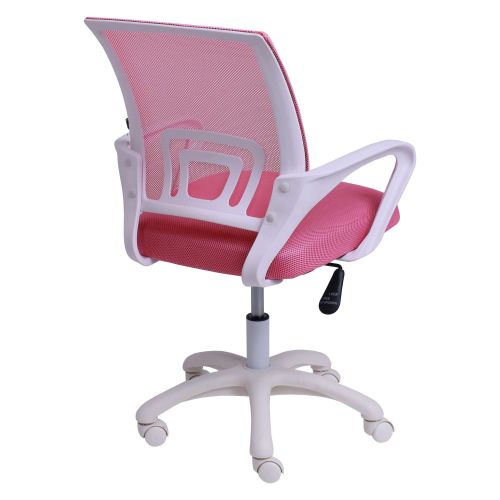 картинка Кресло рабочее, поворотное RICCI NEW, white, ткань/сетка, розовый
