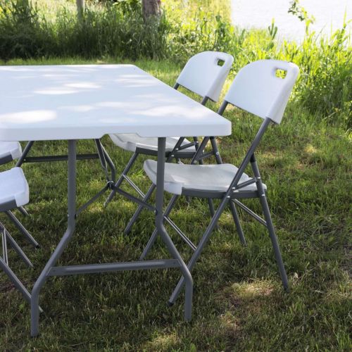 картинка Стол садовый складной, белый, hdpe-пластик, длина 180 см