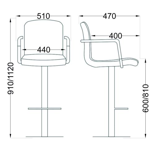картинка Стул барный OREGON, экокожа, серый/хром