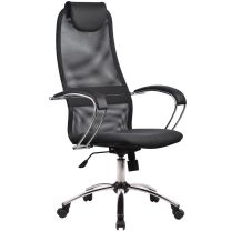 Кресло поворотное Метта, тёмно-серый, сетка, цвет каркаса хром фотография
