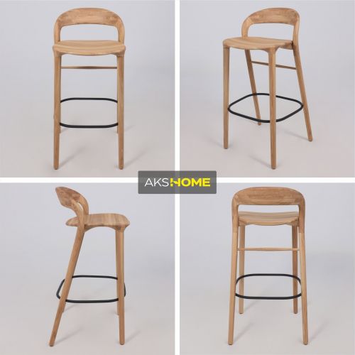 картинка Стул барный Мэри, дуб натуральный, массив дуба