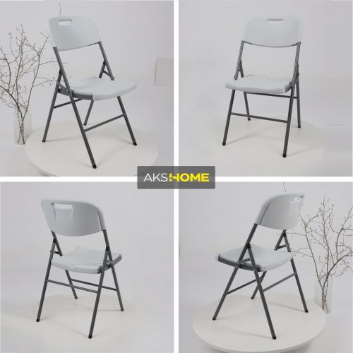 картинка Стул садовый складной со спинкой, белый, hdpe-пластик картинка Стул садовый складной со спинкой, белый, hdpe-пластик