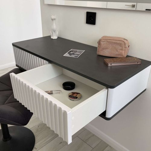 картинка Стол-консоль, тумба навесная Royal-5010, белый + металл, мдф