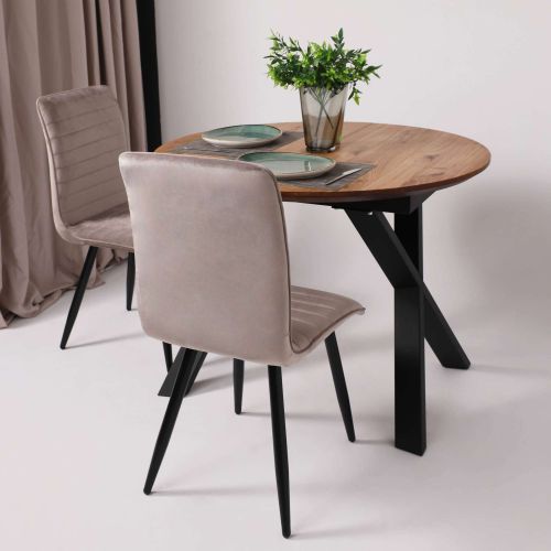 картинка Столешница РАУНД раздвижной, d110(150) дуб мореный / рама черная