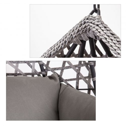 картинка Кресло подвесное Hawaii, серый, искусственный ротанг + подушка