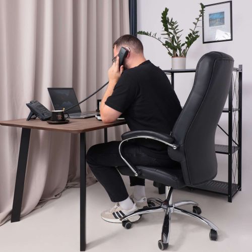 картинка Кресло поворотное King, чёрный, натуральная кожа