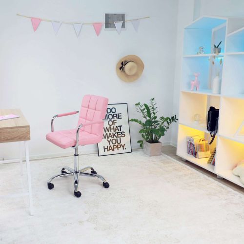 картинка Кресло поворотное Rosio, розовый, экокожа