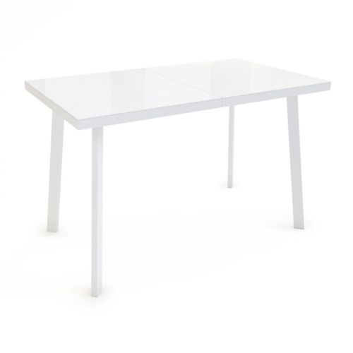 картинка Стол раздвижной Фин, 120(152)*70, белый, закаленное стекло + лдсп, цвет опоры белый