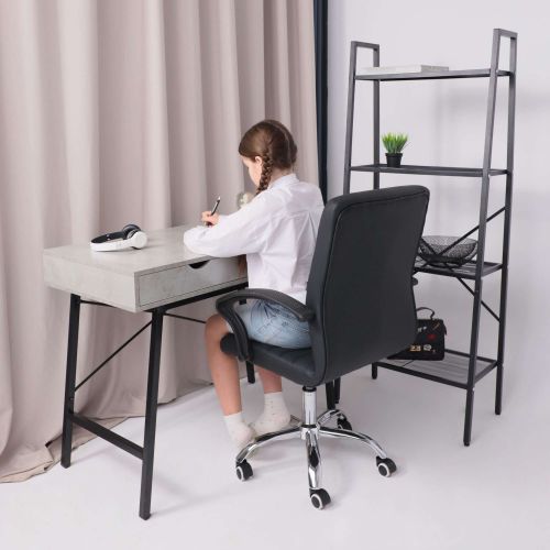 картинка Кресло поворотное James, чёрный, экокожа