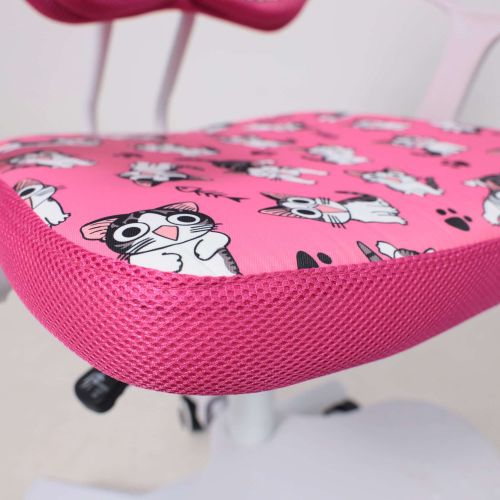 картинка Кресло поворотное Pegas, розовый с котятами, ткань