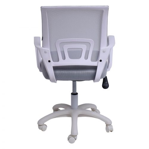 картинка Кресло рабочее, поворотное RICCI NEW, white, ткань/сетка, светло-серый