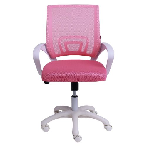 картинка Кресло рабочее, поворотное RICCI NEW, white, ткань/сетка, розовый