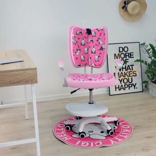 картинка Кресло поворотное Pegas, розовый с котятами, ткань