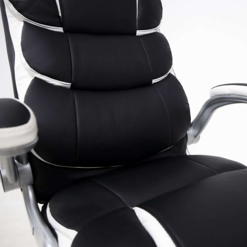 картинка Кресло поворотное Antony, черный с белыми вставками, экокожа