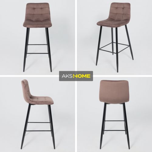 картинка Стул барный Stella, коричневый, велюр