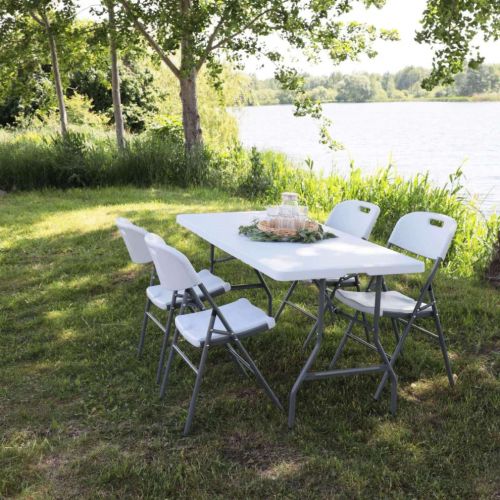 картинка Стул садовый складной со спинкой, белый, hdpe-пластик