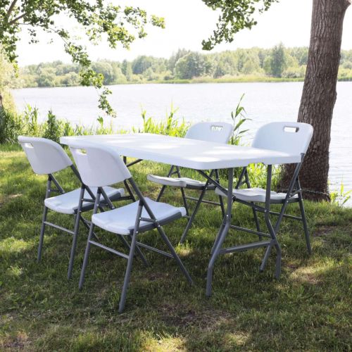 картинка Стол садовый складной, белый, hdpe-пластик, длина 152 см