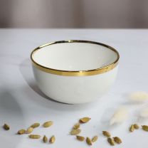 Тарелка глубокая MOONSHINE, керамика, белый+золото, 13*6,8см фотография