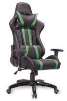 Кресло поворотное Gamer, зеленый + черный, экокожа фотография