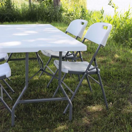 картинка Стол садовый складной, белый, hdpe-пластик, длина 180 см