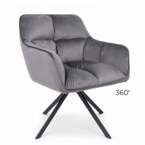 Кресло VIRGINIA, поворотное, велюр, тем.-серый HCJ-40/черный фотография