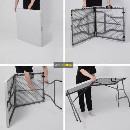 картинка Стол садовый складной, белый, hdpe-пластик, длина 152 см