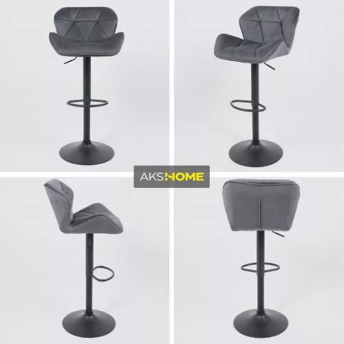 картинка Стул барный Berlin, темно-серый, велюр