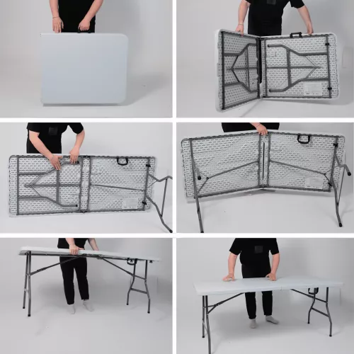 картинка Стол садовый складной, белый, hdpe-пластик, длина 180 см