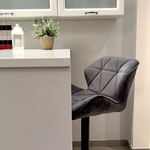 картинка Стул барный Berlin, темно-серый, велюр