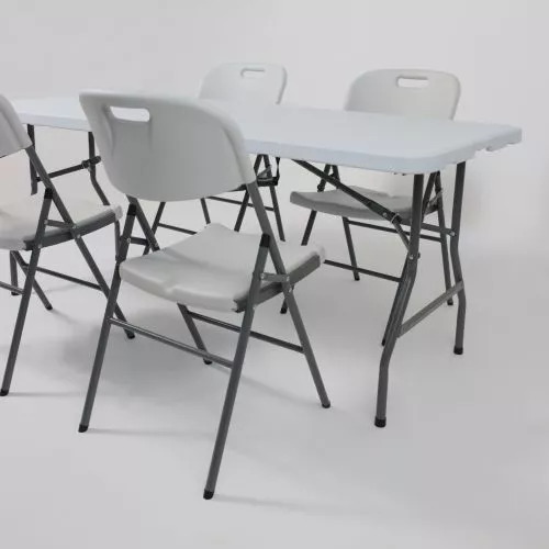 картинка Стул садовый складной со спинкой, белый, hdpe-пластик