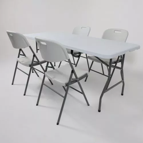 картинка Стул садовый складной со спинкой, белый, hdpe-пластик