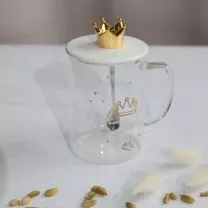 Чашка PRETTY с крышкой, стекло, прозрачный, 400 мл фотография