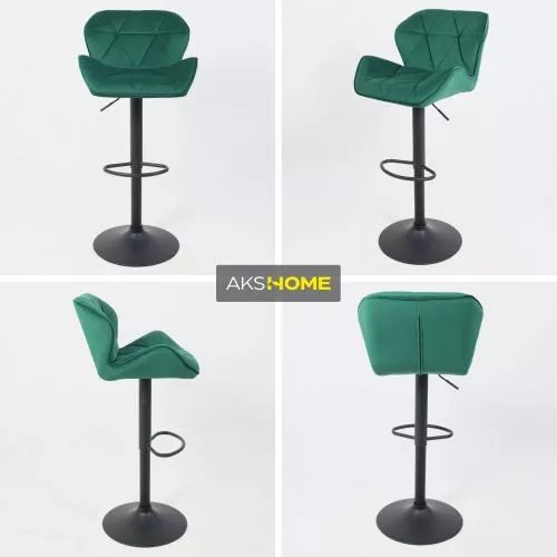 картинка Стул барный Berlin, зеленый, велюр